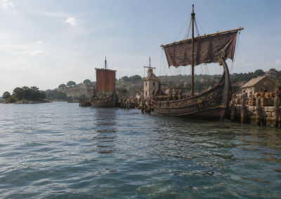 Recreación de Darioritum, la antigua Vannes galorromana, como escala portuaria dentro de la travesía atlántica hacia Pompeya.